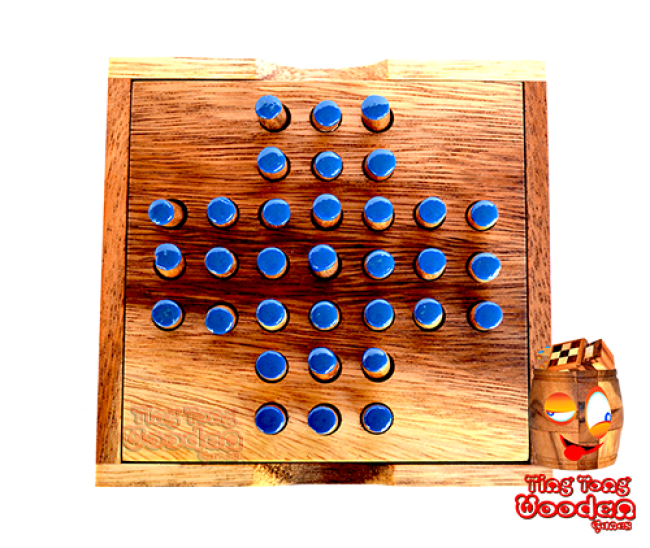 solitaire steckhalma wooden game box small for travel and on the way monkey pod thailand